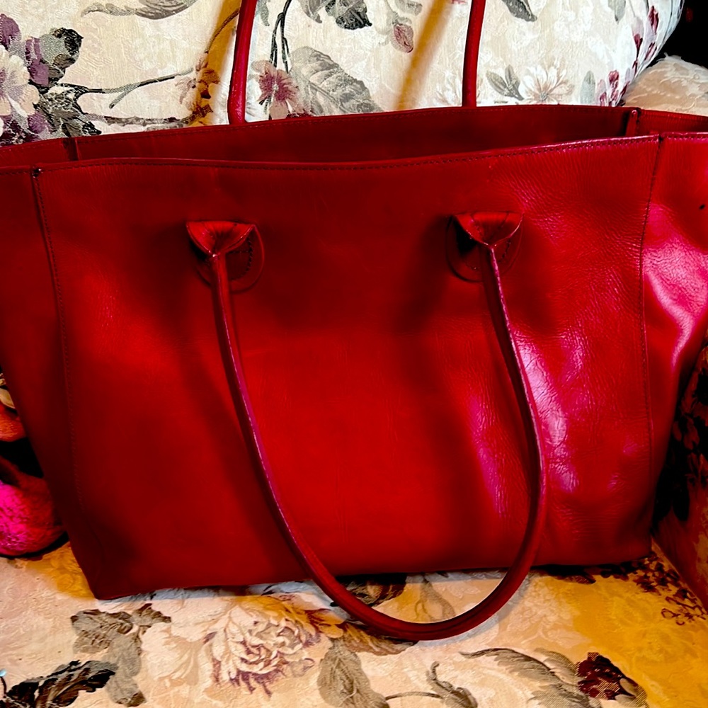 Large Red leather tote